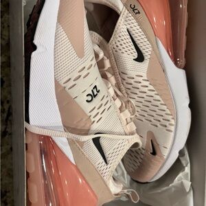 Nike Cream and Pink Athletic Shoes with Textured Design
